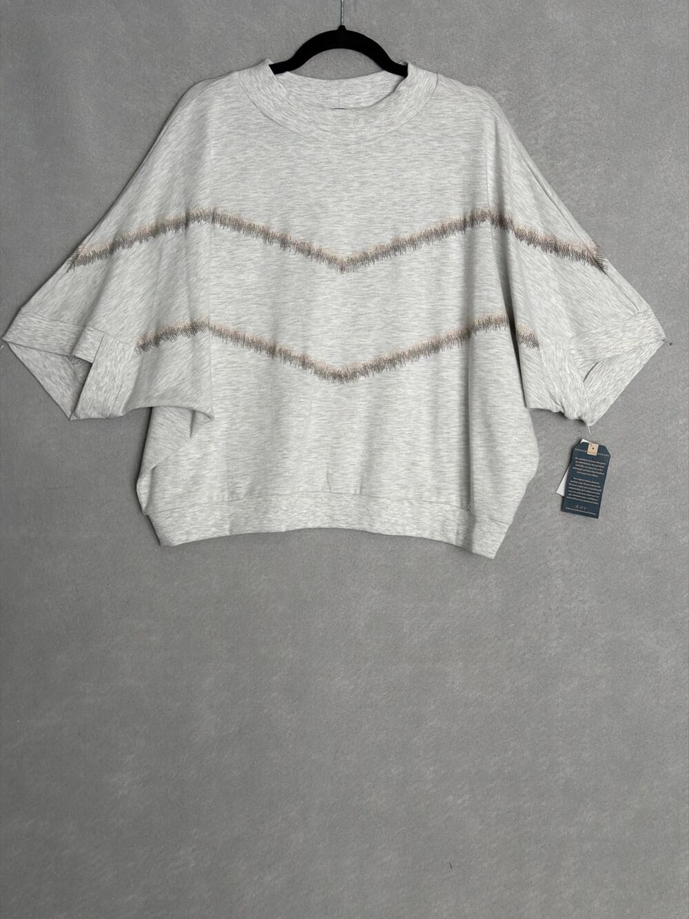 Democracy Elbow Dolman Sleeve Sweatshirt Mock Neck Gray Women's XL NEW